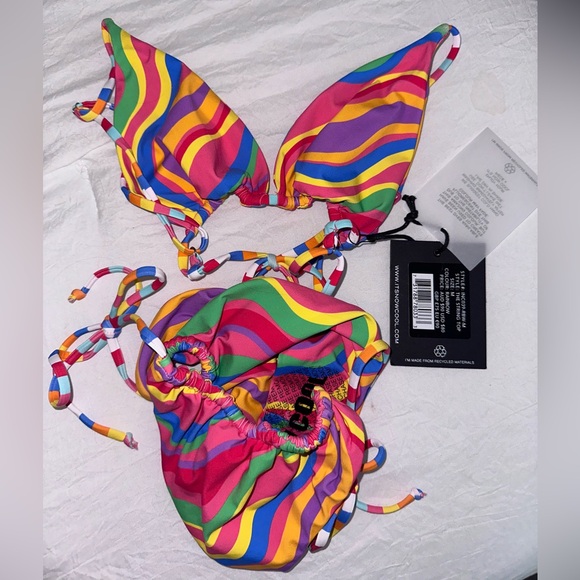 NEW WITH TAGS It’s Now Cool Rainbow String Bathing Suit (XS Bottom, M Top) - Picture 5 of 5